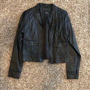 WOMENS BLACK FAUX LEATHER JACKET SIZE LARGE